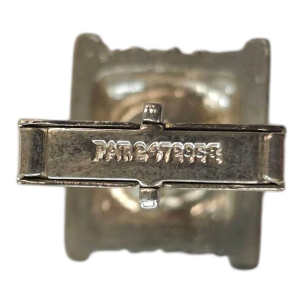 Embossed Ivy Pattern Cufflinks Vintage Pewter Silver Tone MCM Jewelry Two Tone - Picture 9 of 11
